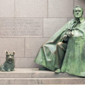 Statue of Franklin Delano Roosevelt at his memorial in Washington, D.C.