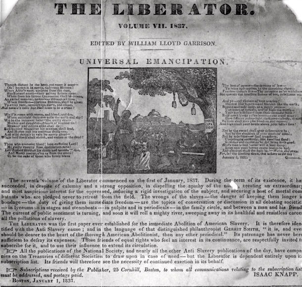 Front page of William Lloyd Garrison