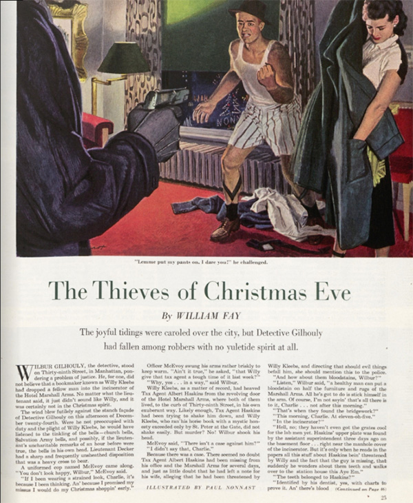 First page of the story, "The Thieves of Christmas Eve "
