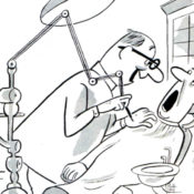 Dentist about to work on his client's teeth.