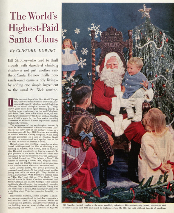 The first page of the Saturday Evening Post article, "The World's Highest Paid Santa Claus."