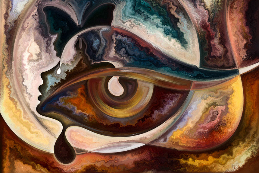 Abstract illustration of an eye crying.