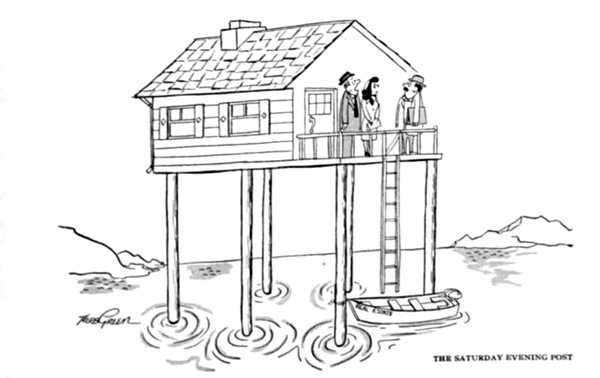 A home buyer expresses his disappointment about a house that is sitting in middle of the sea. 