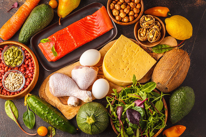 Vegetables, cheeses and beans on a table