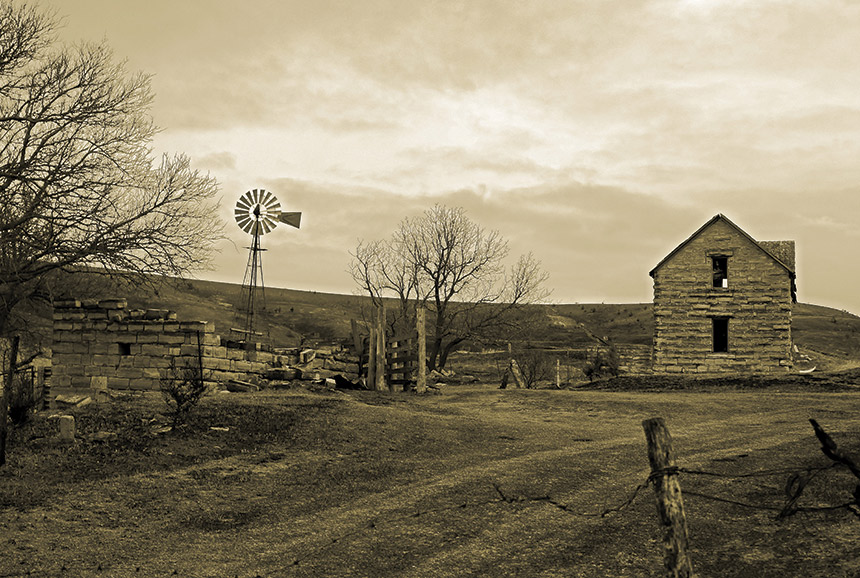 An abandoned farm in Kansas.