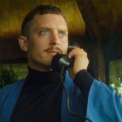 Elijah Wood with a mustache in the film, Come to Daddy