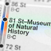 Close-up of a metro map, focused on the Museum of Natural History