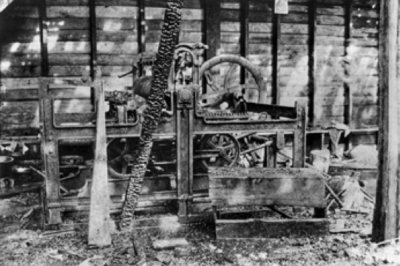 The charred remains of The Daily Record newspaper offices after being set afire by white supremacists.