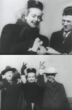 Two photos of Carole Lombard and Clark Gable in Indianapolis.