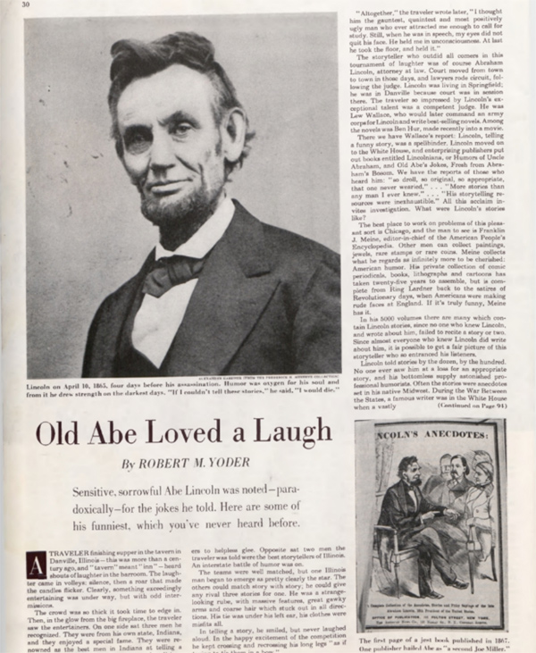 The first page of the article "Old Able Loved a Laugh" as it appeared in the Saturday Evening Post
