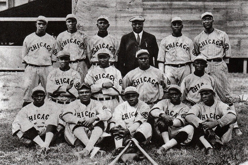 The all African American 1919 Chicago American Giants baseball team, part of one of the original Negro Leagues