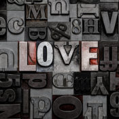 The word love in typewriter font