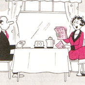 Wife reads a pile of notes from the milkman