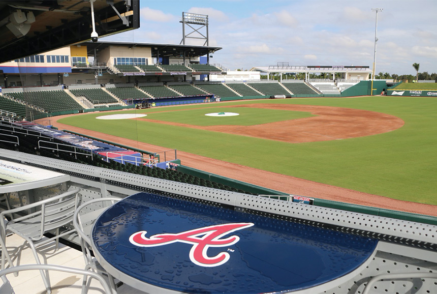 Behind-the-dugout view of Cool Today Park