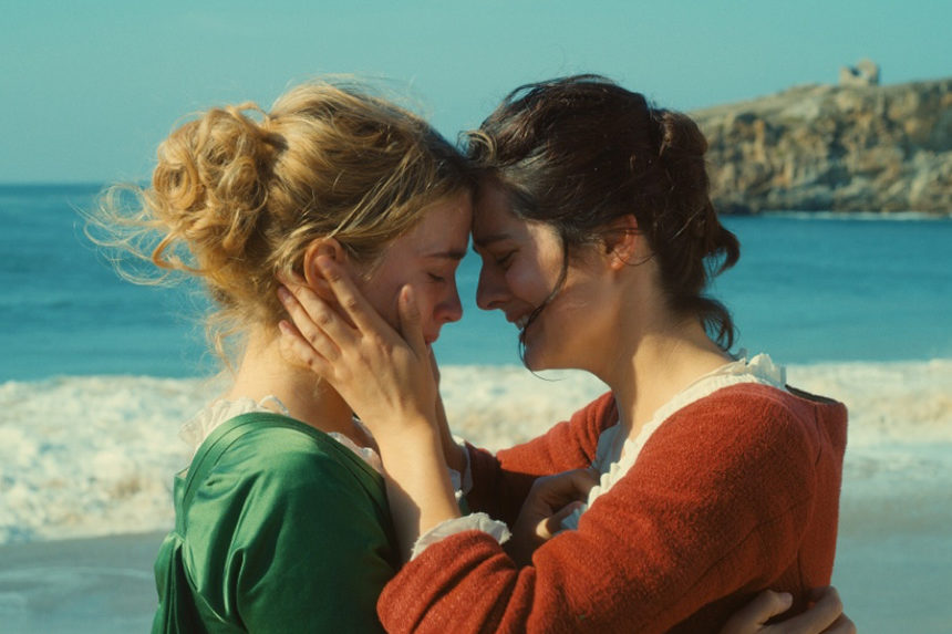 Noémie Merlant and Adèle Haenel share a scene in the movie A Portrait of a Lady on Fire