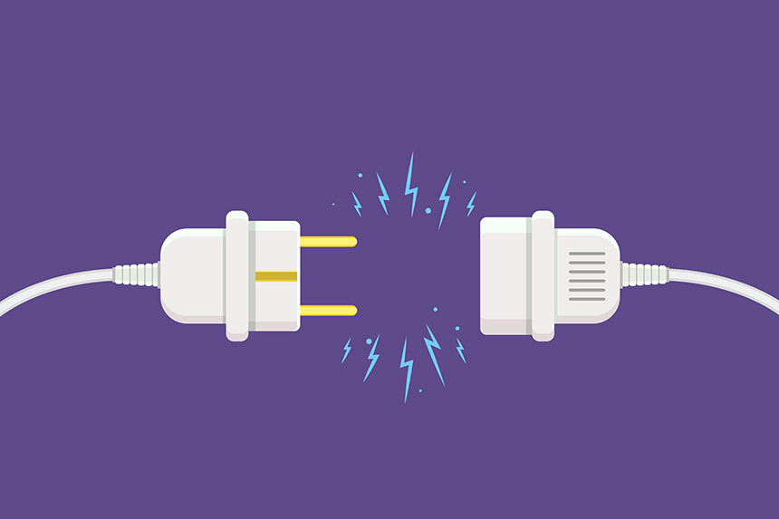 Illustration of an unplugged power cord