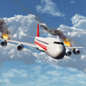 A airline jet on fire as it descends from the sky.
