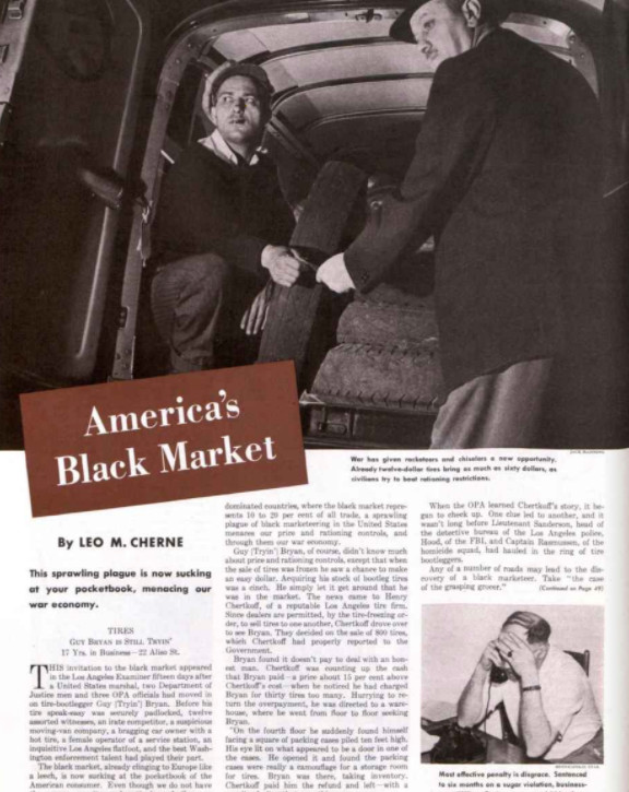 First page of the article "America's Black Market"