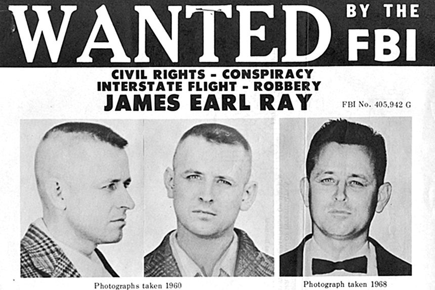 The FBI Most Wanted poster for James Earl Ray