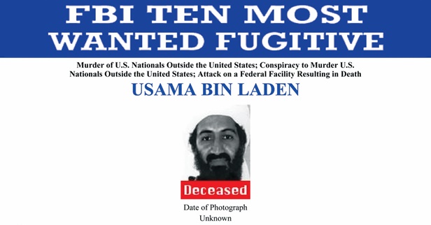 Osama Bin Laden's FBI Most Wanted poster