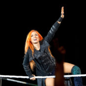 Becky Lynch waves to the audience during WWE Live in Barcelona
