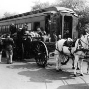 FDR's funeral casket is loaded onto his train.