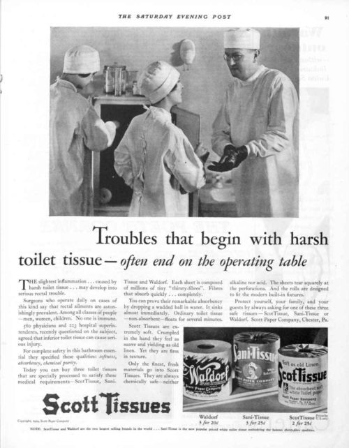 An ad for Scott Toilet paper from 1929