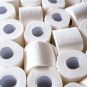 A pile of toilet paper rolls
