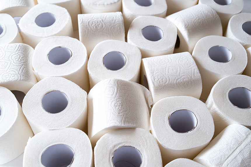 A pile of toilet paper rolls