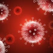 Computer generated image of the COVID-19 virus