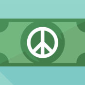 Illustration of a U.S. dollar with a peace sign on it