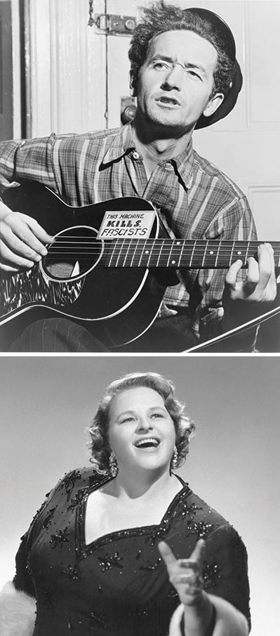 Great Depression-era singers Woody Guthrie and Kate Smith