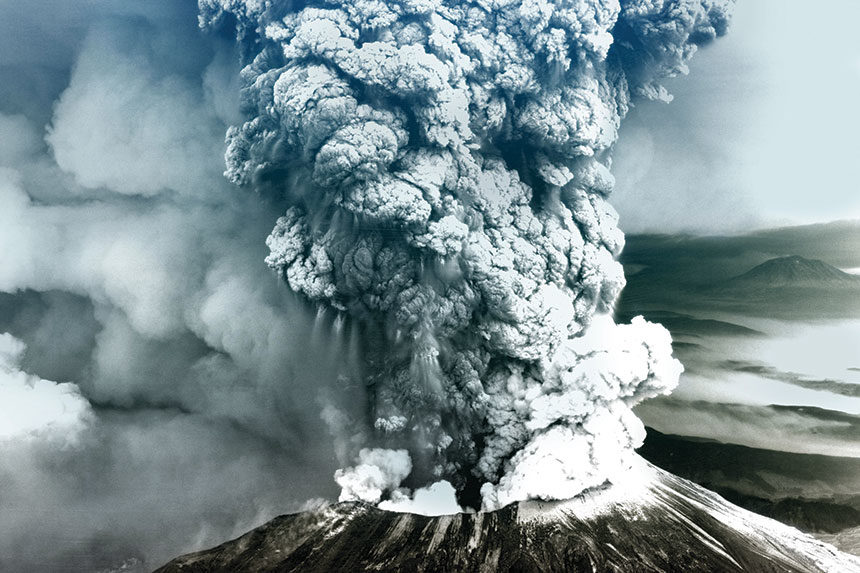 The eruption of Mount St. Helens.