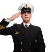 Photo of a Navy Lieutenant saluting