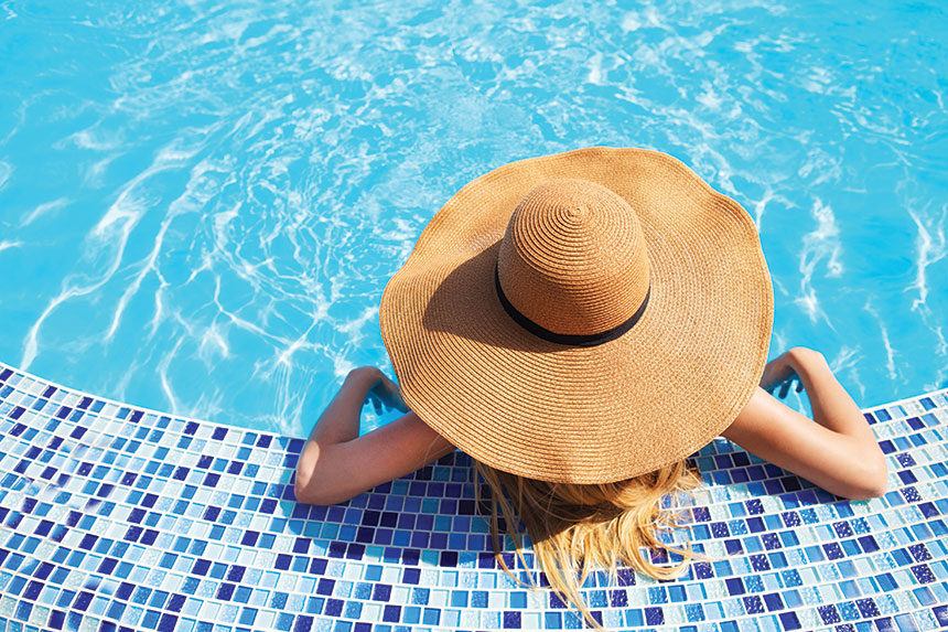 Woman sitting in a pool