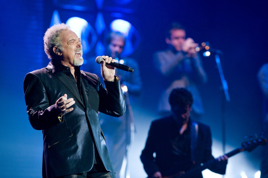 Tom Jones performs live on stage during a 2009 concert in Milan