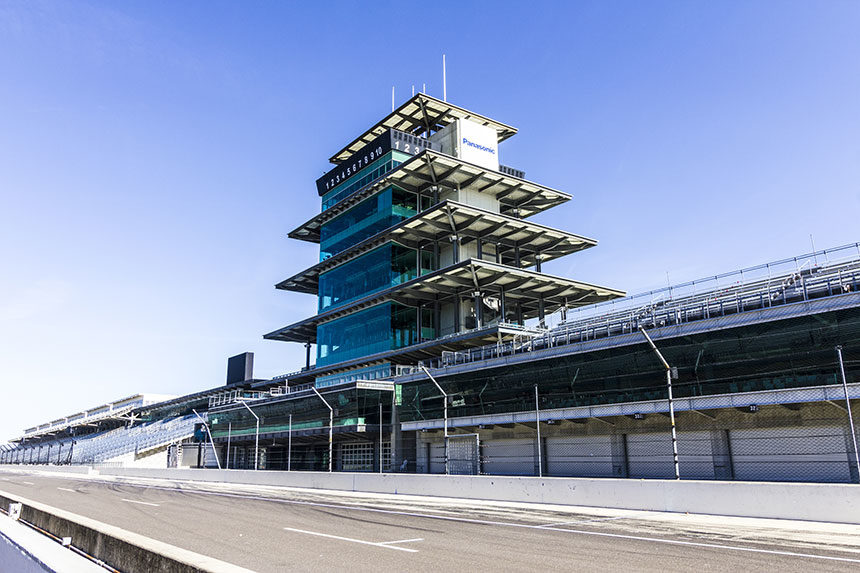 The Panasonic Pagoda at the Indianapolis Motor Speedway.