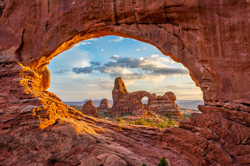 The North Window stone arch formation at the Arches National Park