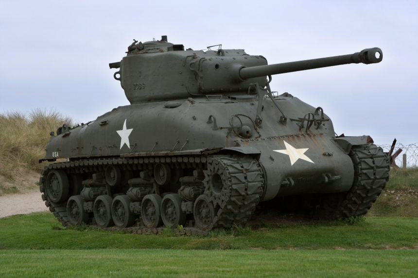 A World War II era Sherman tank