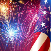 U.S. Flag and fireworks