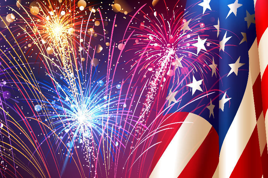 U.S. Flag and fireworks
