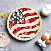 A pie arranged to look like an American flag