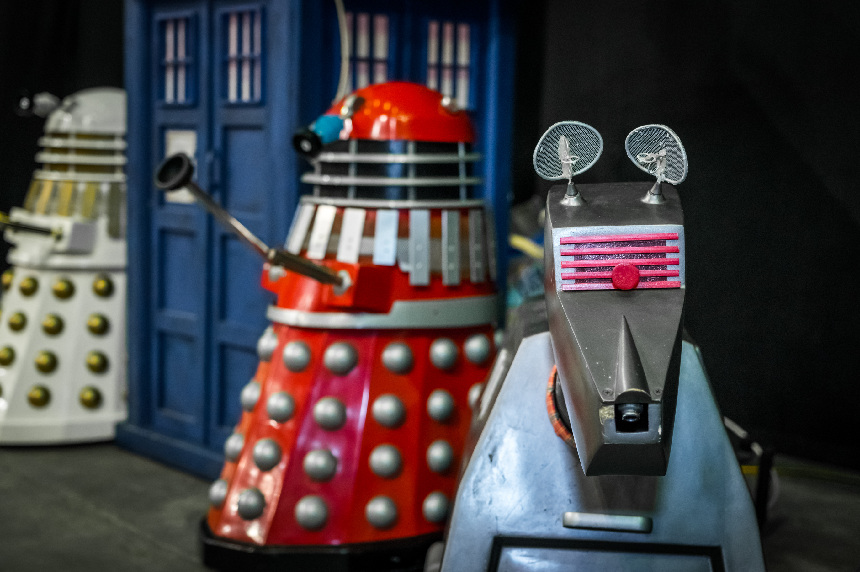 Models of Dr. Who mainstays: The Tardis, Daleks and K-9