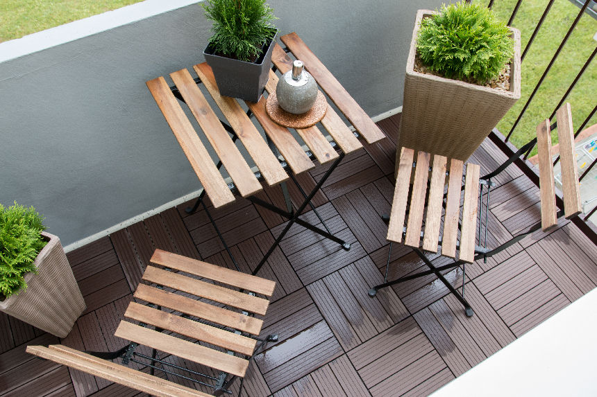 Dining set on an apartment balcony