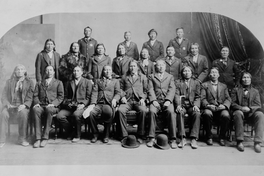 Sioux chiefs sit for a photo during a meeting to ratify a treaty to sell South Dakota lands