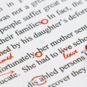 Someone proofreading a paper