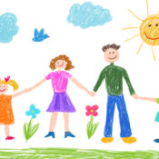 A child's crayon drawing of their family
