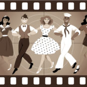 Cartoon illustration of actors in a musical