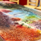 A rug with multiple colors