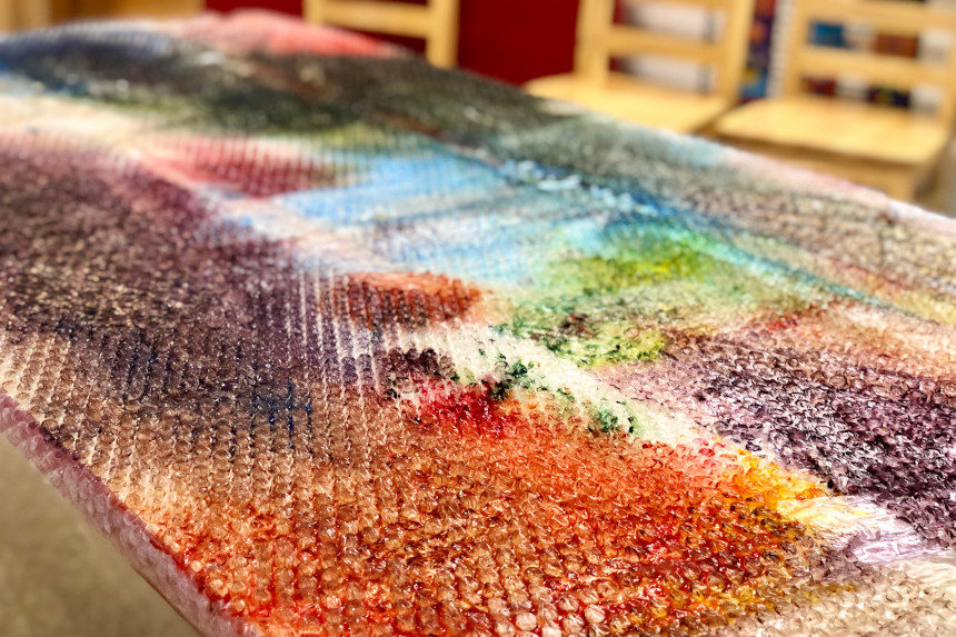 A rug with multiple colors